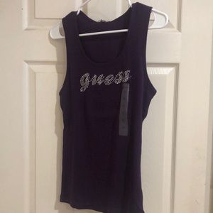 Guess ribbed “bling”  tank in purple punch.